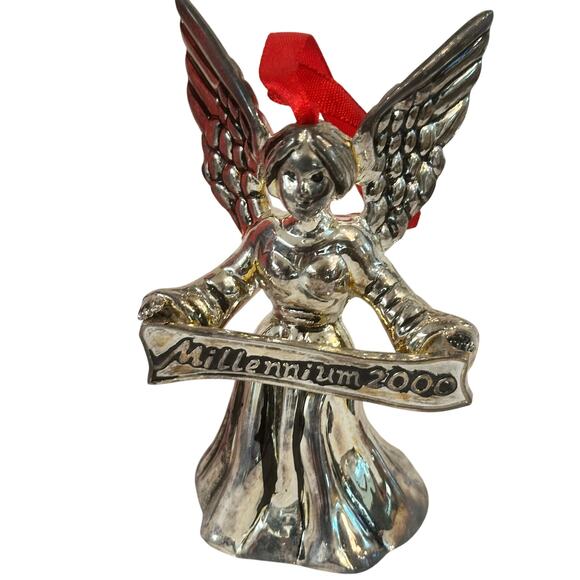 Godinger Holiday Collection 2000 Silverplate 'Millenium Angel Bell' Ornament - Picture 2 of 5